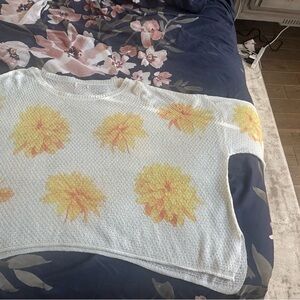 Floral Knit Sweater with Yellow Flowers